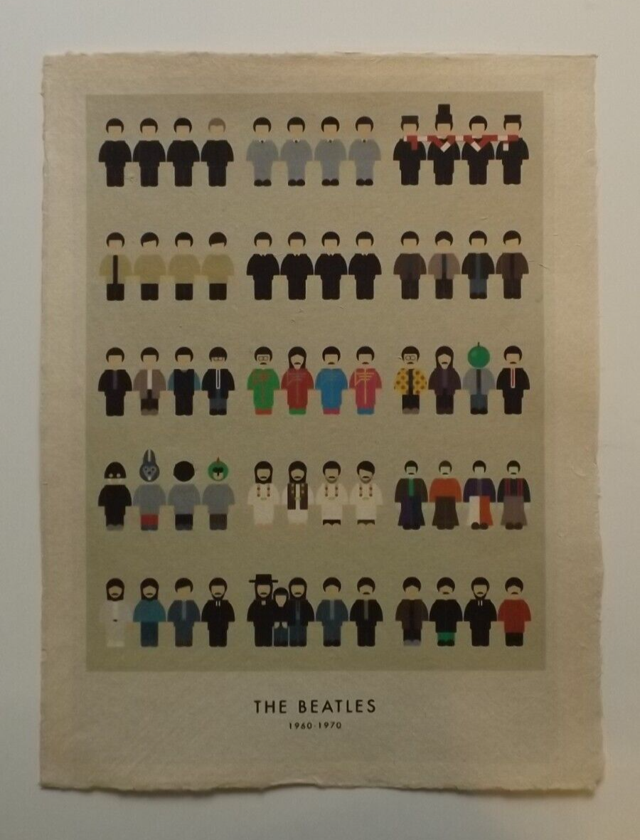 The Beatles 1960 - 1970 A3 Print on Handmade Vietnamese Dó Paper.
